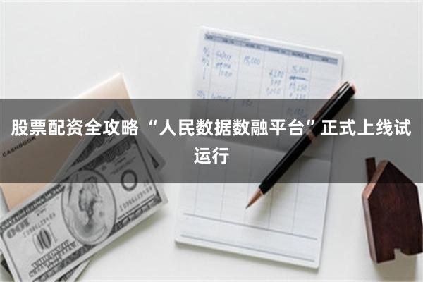 股票配资全攻略 “人民数据数融平台”正式上线试运行