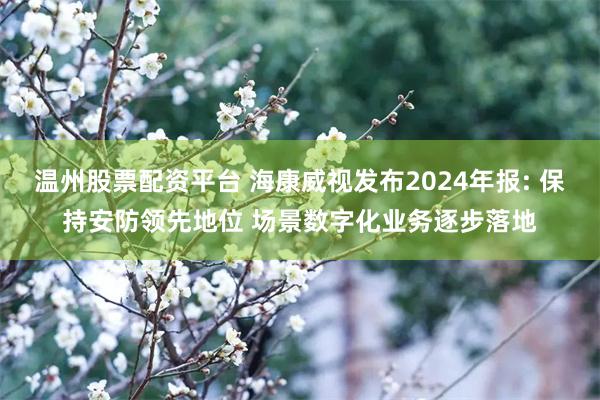 温州股票配资平台 海康威视发布2024年报: 保持安防领先地位 场景数字化业务逐步落地