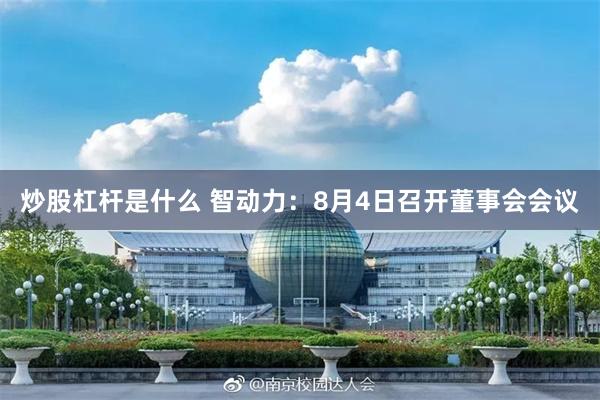 炒股杠杆是什么 智动力：8月4日召开董事会会议
