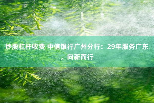 炒股杠杆收费 中信银行广州分行：29年服务广东，向新而行