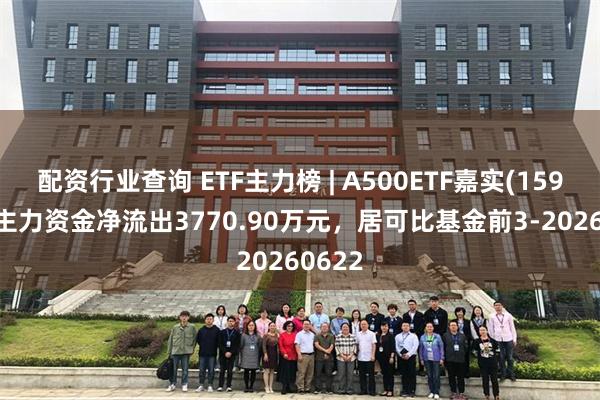 配资行业查询 ETF主力榜 | A500ETF嘉实(159351)主力资金净流出3770.90万元，居可比基金前3-20260622