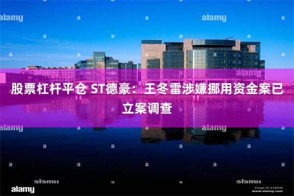 股票杠杆平仓 ST德豪：王冬雷涉嫌挪用资金案已立案调查