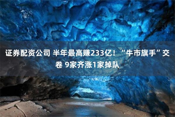 证券配资公司 半年最高赚233亿！“牛市旗手”交卷 9家齐涨1家掉队
